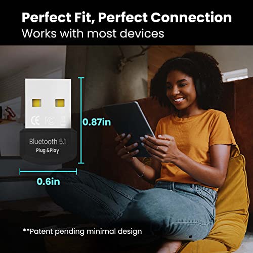 Eveo Bluetooth Adapter For Pc 5.1 - Bluetooth Dongle 5.1 Adapter For Windows 10 Only (Plug And Play) For Desktop Pc, Laptop, Printers, Keyboard, Mouse, Headsets, Speakers - Usb Bluetooth 5.1 Dongle #TOP3