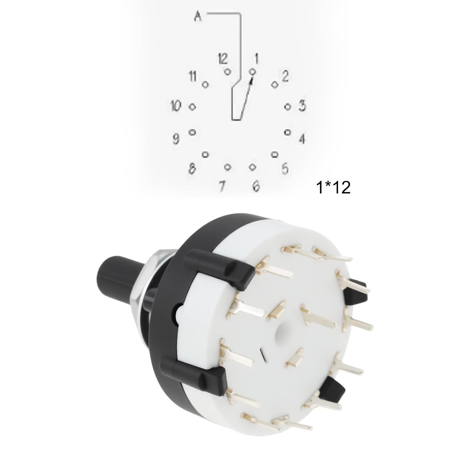 OTOTEC 5pcs Rotary Switch 26x38mm Step Switch 0.3 A 125-250V for PCB Mounting (1 Pole 12 Way)