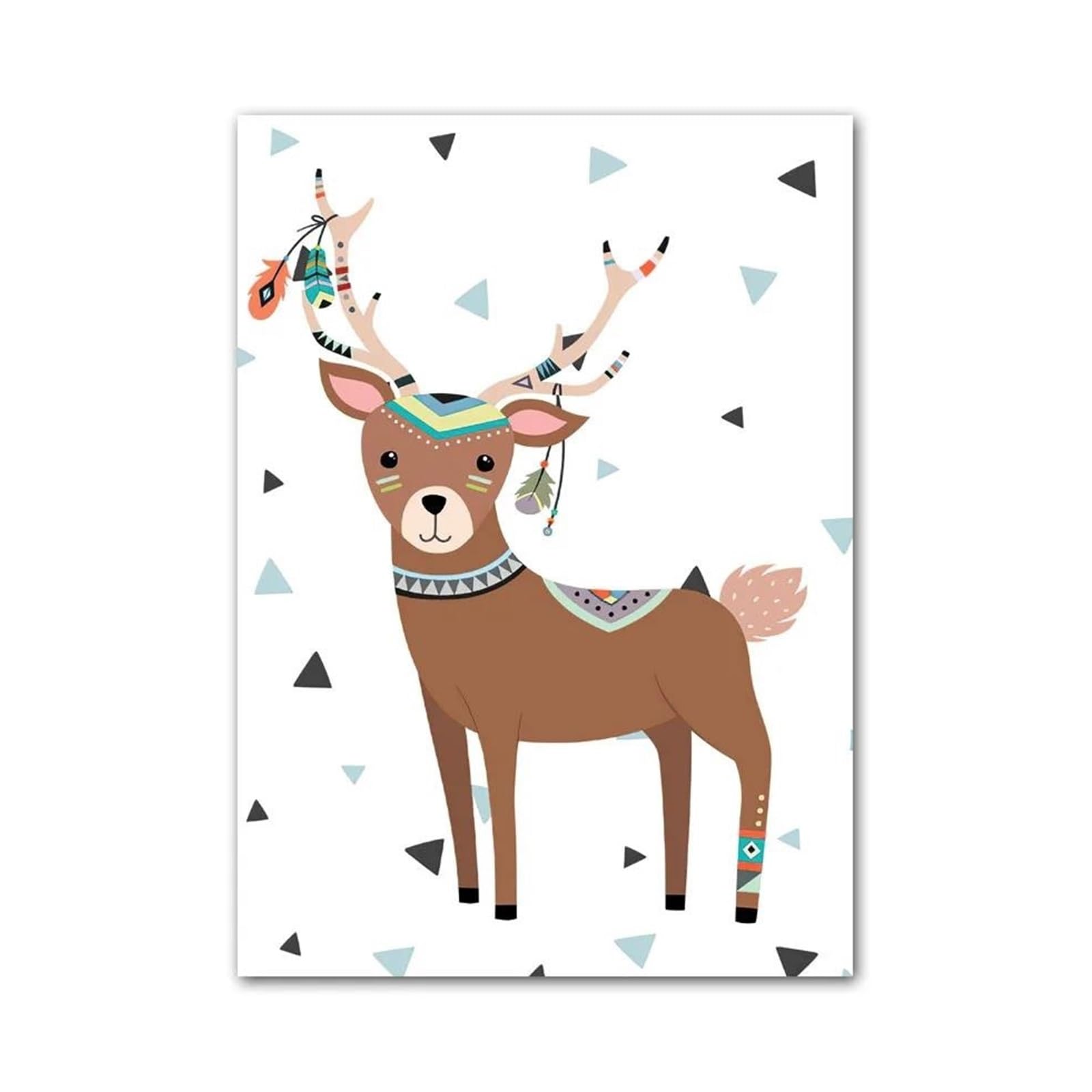 XENITE Wall Art Canvas Prints Kawaii Bear Deer Owl Fox Monkey Feather Nursery Animal Posters No Frame Wall Art Canvas Prints Pictures Kids Room Decor(B,40x60cm)