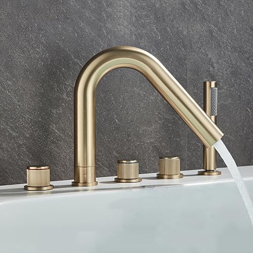 Système de douche en or brossé avec mitigeur de bain-douche à bec pivotant 360