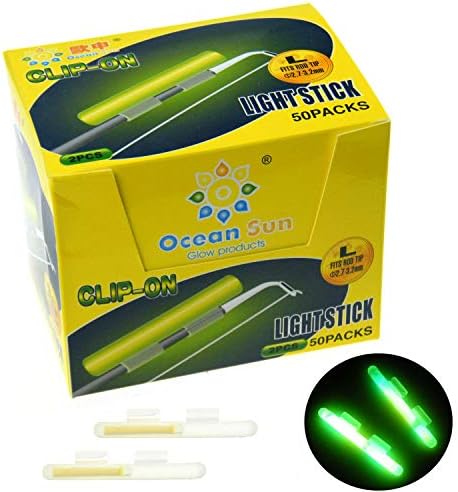 QualyQualy Clip On Fishing Glow Sticks for Rod Tip, Fishing Rod Tip Lights, Night Fishing Rod Light Glow Sticks Size M L XL 100Pcs