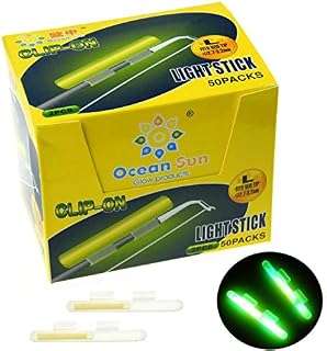 QualyQualy Clip On! Fishing Glow Sticks for Pole,Dry Type Green Fluorescent Tubes Luminous