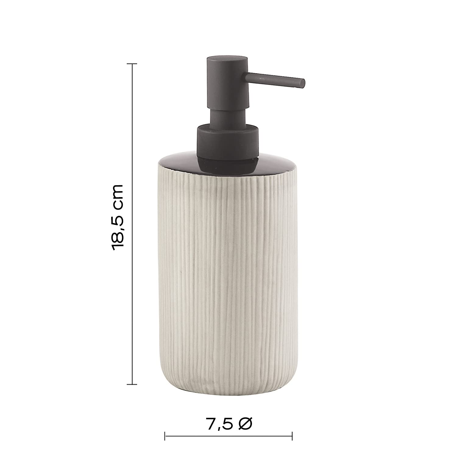 Dispenser Sapone In Ceramica E Sughero Gedy | Design Moderno | Bianco | 17x7x7 Cm - Foto 6