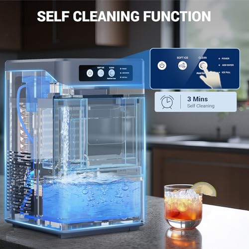Ice Makers Countertop, 45lbs/Day Nugget Ice Maker with 0.8 Gallon Tank, Chewable Soft Pellet Ice Ready in 5 Mins， Stainless Steel Countertop Ice Machine with Self-Cleaning for Home, Office, RV by TUATNUT - Image 7