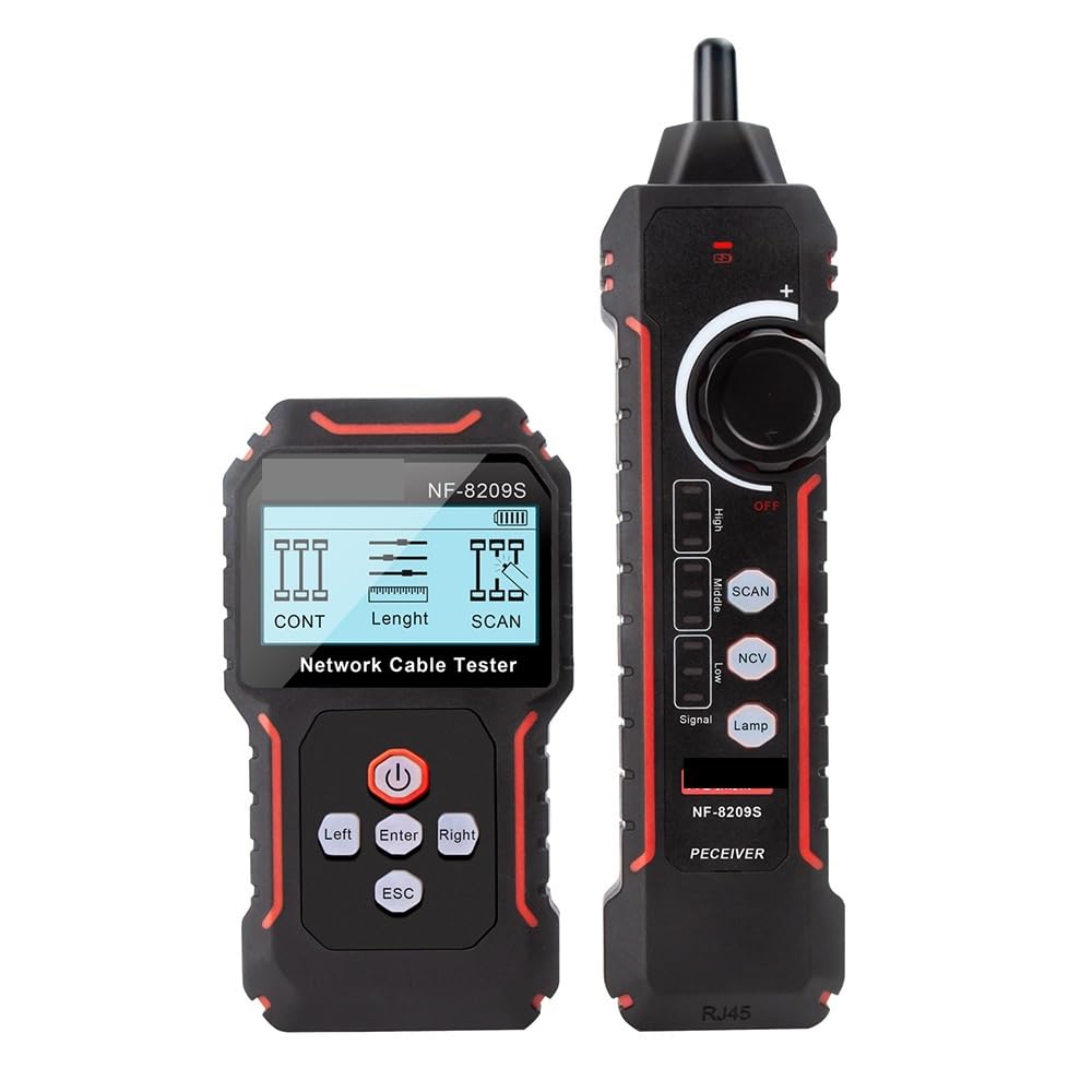 Tester di misura LAN NF-8209S for tracciamento cavi rete, strumenti, display LCD, lunghezza, tester mappatura