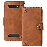 Dingshengk Retro Flip Braun Echt Leder Tasche Hülle TPU Silikon Für Cubot Kingkong Mini/Kingkong Mini 2 / Kingkong Mini 2 Pro Lederhülle Handyhülle Schutz Handytasche Handy Etui Cover Hülle Abdeckung