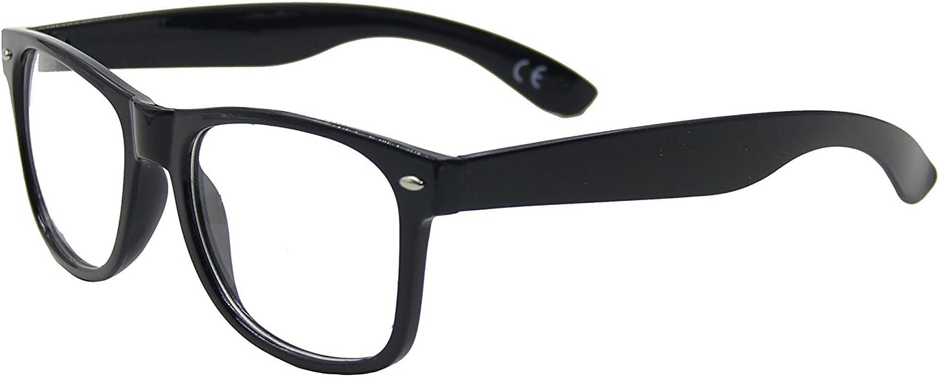 Clear Lens Geek/Nerd Retro Glasses,Black Frame