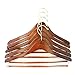 Quality Hangers Wooden Hangers Beautiful Sturdy Suit Curved Hangers Great for Travelers Heavy Duty Coat Hanger with Locking Bar Gold Hooks (5 Pack)