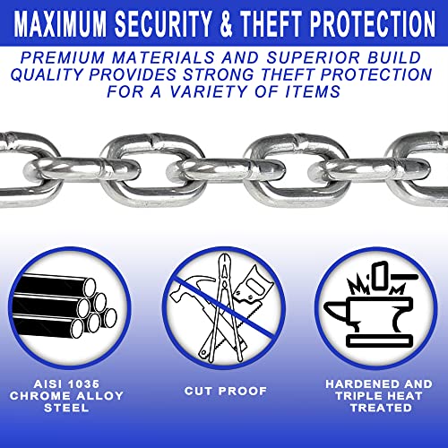 Dockslocks Heavy Duty Cinch Style 8Mm Security Chain - (3Ft, 6Ft Or 10Ft) - Weatherproof And Cut Proof Hardened Chrome Alloy Carbon Steel For Bikes, Motorcycles, Scooter, Atvs, Trailer And More 3Ft #TOP1