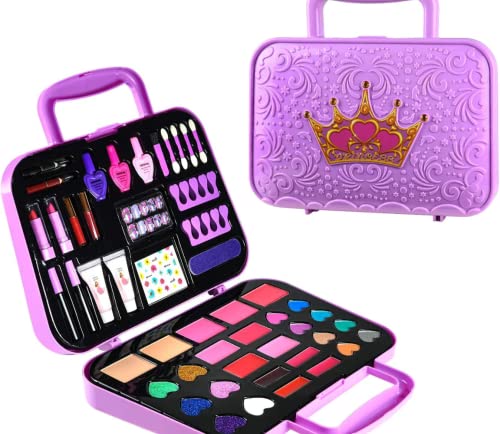 Toysical Pretend Makeup for Toddlers, Kids Makeup Kit for Girl, Real, Non Toxic, Washable Makeup Set for Kids, Princess Toys, Birthday Gift for 3+ Year Old Children