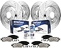Detroit Axle - Front and Rear Drilled & Slotted Brake Rotors for Lexus LX570 Toyota Land Cruiser Sequoia Tundra - 10pc Set