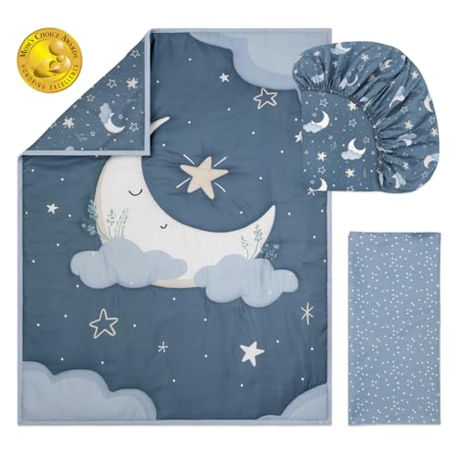 The Peanutshell 3 Piece Celestial Serenity Baby Crib Bedding Set Boy Nursery Decor Boy Crib Comforter Set, Boho Neutral Quilt and Accessories, Gender Neutral - Image 3