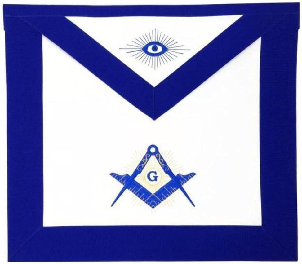 BRICKS MASONS Master Mason Blue Lodge Apron - White & Blue Square & Compass G