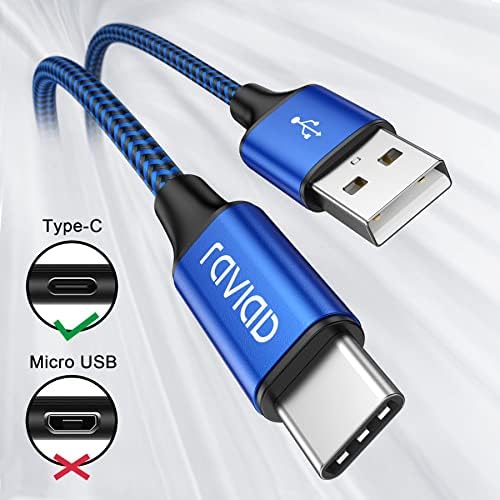 RAVIAD USB C Cable [2Pack 2M], 3A Type C Charger Cable Fast Charging Nylon Braided USB C Charger Cable Compatible Samsung Galaxy S21 S20 S10 S9 A12 A20e A21s A40 A51 A70,Huawei P30 P40, Google Pixel