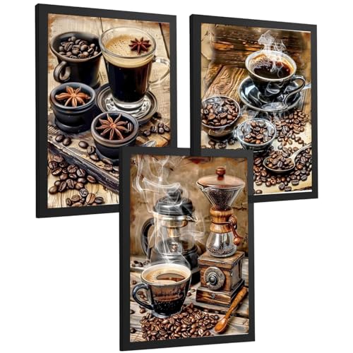 Nacnic Set Med 3 Tavlor Med Kaffetema. Dekorativ Väggkonst För Köket. Rustik Väggposter Med Kaffetema. Kökstavlor. Dekorativ Väggkonst För Skafferiet Och Bageriet. Storlek A3 Ramlös