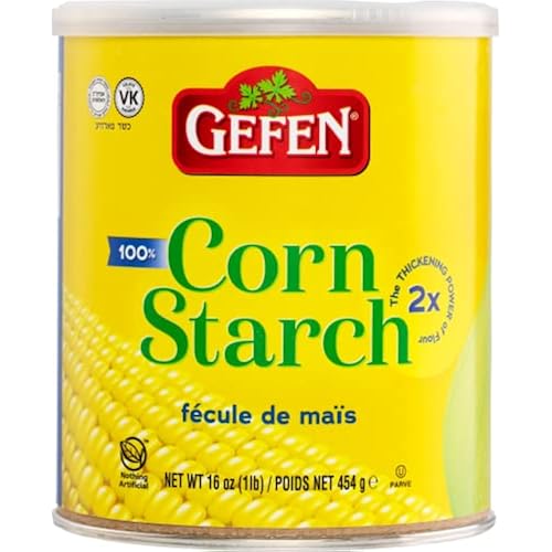 Gefen Corn Starch, 100% Pure, 16oz Canister with Resealable Lid, Kosher, Great Flour Alternative, Twice the Thickening Power of Flour