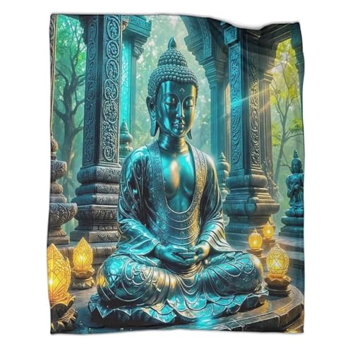 Couverture Bouddha 3D jeté de lit microfibre douce pour intérieur zen - 3