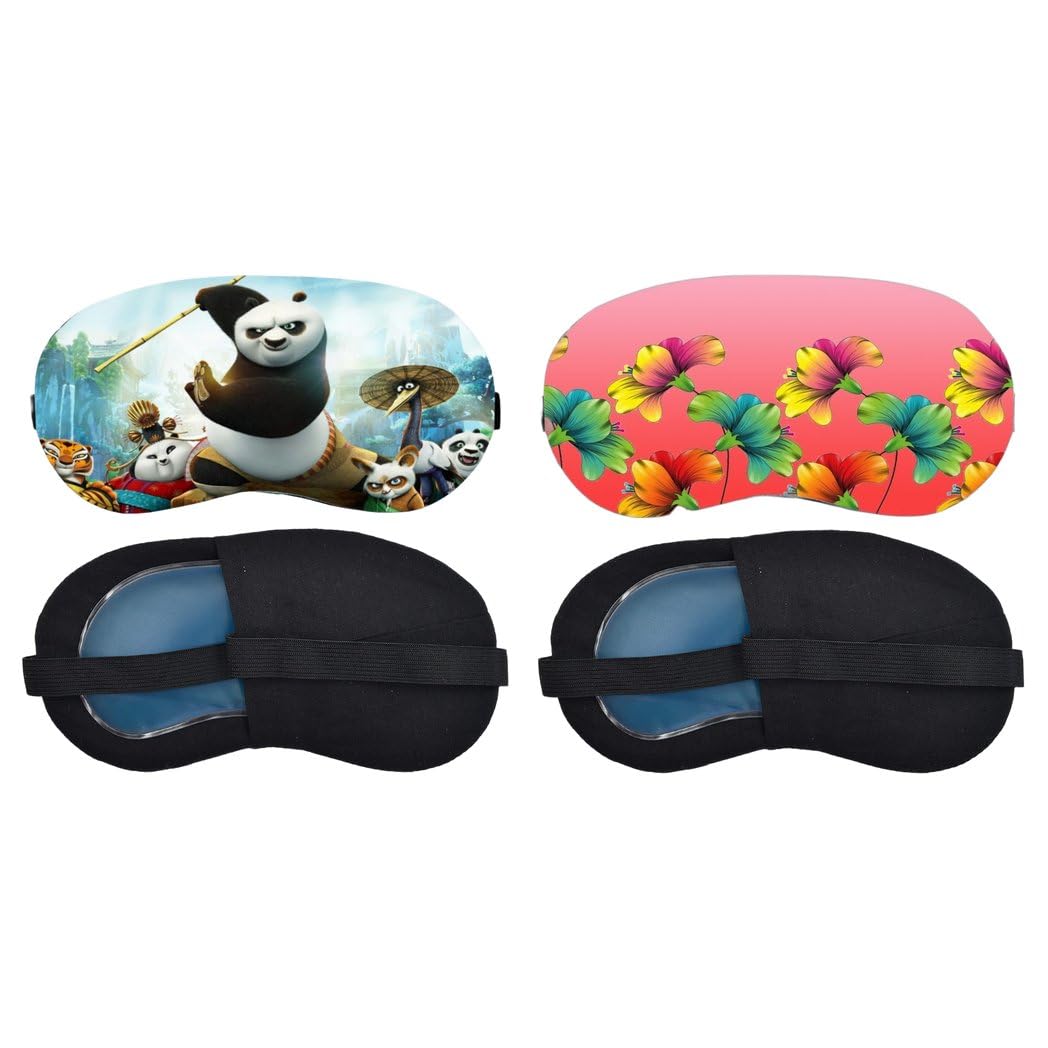 Aoxeria Kung Fu Panda, Tropical Hibiscus Sleeping Eye Mask Combo, Soft Comfortable Light-Blocking Eye Cover for Women, Men & Kids, Reusable Blindfold for Night Sleep, Nap, Travel, Flight (Pack of 2)-image-14