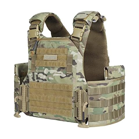 OneTigris FYR Plattenträger, Taktische Plate Carrier Schnellverschluss-System Airsoft Weste, Verstellbarer MOLLE Platten Träger Brustschützer für Paintball Polizei Softair (MultiCam) Cover