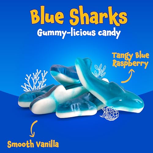 Gummy Sharks, Blue Shark Gummies, Blue Raspberry Candy - 11 Oz Pack - image 4