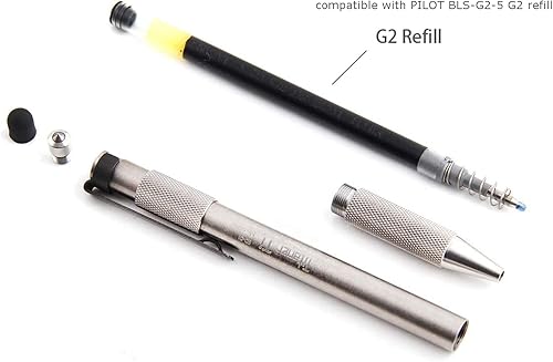 Miniatura 2 de Titanium Bolt Action Pen Multi Función con Bolsa de Transporte Compatible con Recambio G2 (Plata)