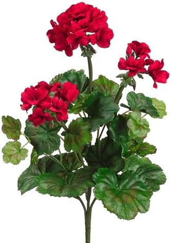 Faux 19 Water-Resistant Geranium Bush x5 RED (Pack of 12)