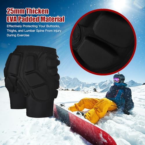 ZJchao Padded Shorts, EVA Butt Pads Butt Pads Tailbone Protector Protective Padded Shorts for Snowboarding, Skating (XL)