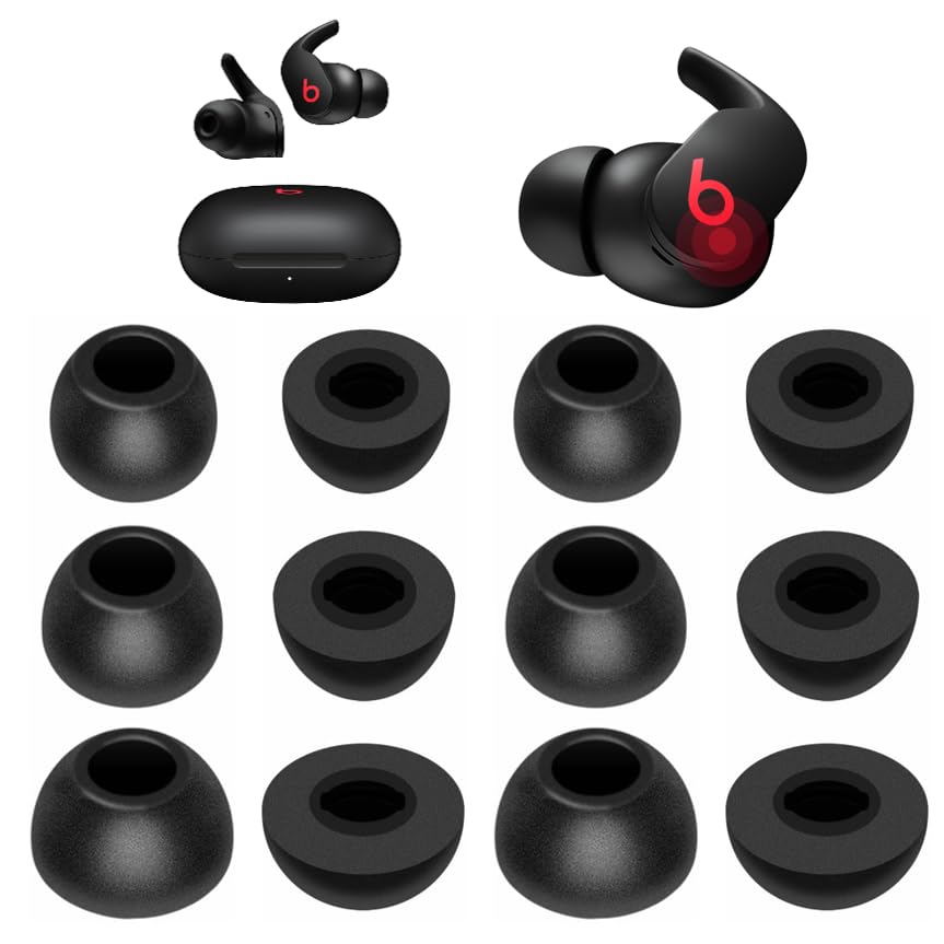 Zotech Replacement Memory Foam Earbuds Tips for Beats Fit Pro Earbuds, 12 Pcs (S/M/L), Black