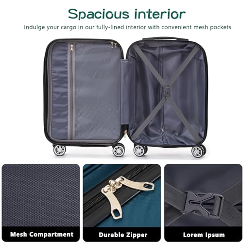 VANELC 3-Piece Luggage Sets(20,24,28inches) Featuring 360°Rotating Wheels and TSA Lock ABS Hard Shell yet Practical Design Suitable for both Men and Women (Drak Blue, 3PCS)3