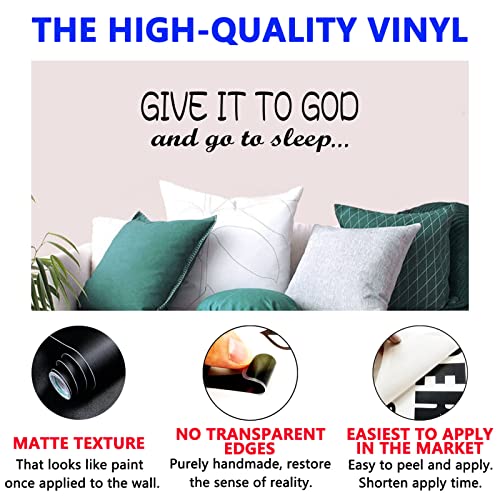 Wall Stickers, Wall Decals For Bedroom, Scripture Bible Verse Christian Jesus Prayer Biblical Lord Quotes, Inspirational Motivational Men Women Adults Decorative Saying Word, Family Life Positive Home Vinyl Black, Give It To God And Go To Sleep 25"X7" #TOP1