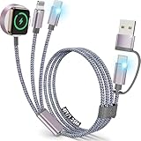 Cargador para Apple Watch, 3 en 2 con Cable Magnético, USB Tipo C y Lightning, Carga Magnética Rápida, Compatible con...