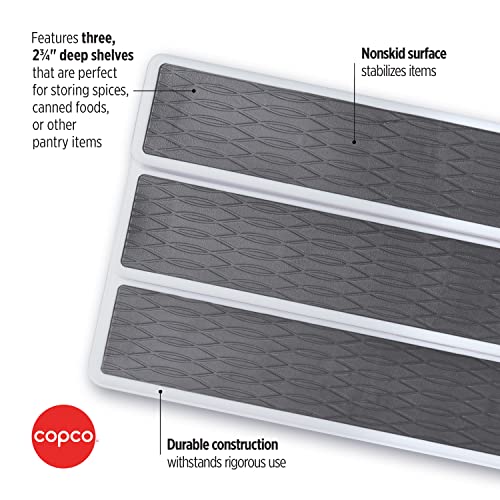 Copco 3-Tier Non-Skid Spice Rack Organizer for Kitchen Cabinet or Pantry, 15-Inch Tiered Shelf, White/Gray, Slip-Resistant Design for Jars and Bottles - Image 4