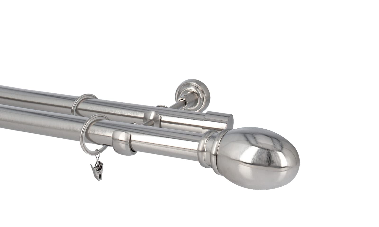 Kit Bastone per Tende in metallo 25/25mm Acciaio Inox Montaggio a Muro 360 cm Eufeme