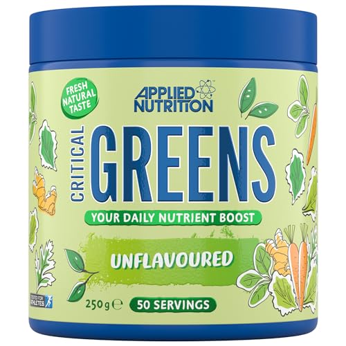 Applied Nutrition Critical Greens Powder and Superfood Blend for Gut Health Energy and Immune Support Vegan Daily Greens Juice Powder (250g - 50 Servings)