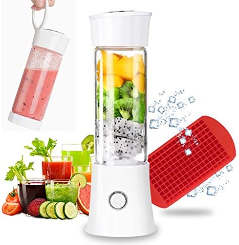 Portable Blender, Smoothie Blender with 16oz Travel Glass Cup and Lid 4000mAh Battery 7.4V Strong Power Personal Size Blender USB Rechargeable Mini Juicer Cup Travel Blender for Shakes and Smoothies with Stainless Steel 6 Blades BPA Free(White)
