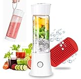 Portable Blender, Smoothie Blender with 16oz Travel Glass Cup and Lid 4000mAh Battery 7.4V Strong Po