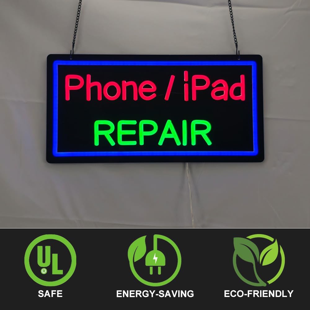 Phone Repair Neon Sign for Wall Decor, LED Neon Sign for Phone Repair Shop 12V Power Supply Neon Light Sign for Phone Repair Shop Store Storefront Window Décor. 19” x 9.5”