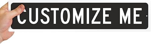 Miniatura 4 de SmartSign Letrero de calle negro personalizado, 4 x 18 pulgadas, aluminio, opción reflectante, personaliza tu propio letrero de dirección, letrero