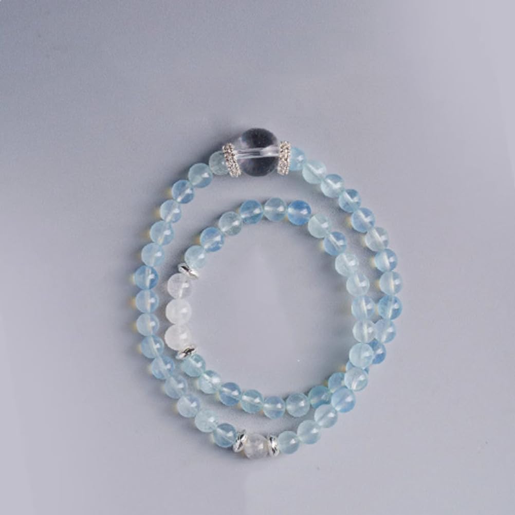 Pulsera de Aguamarina Natural, Pulseras elásticas de Piedras Preciosas genuinas de Cristal Blanco para Mujeres y Hombres, Cuentas de Piedra de Cristales de energía Natural