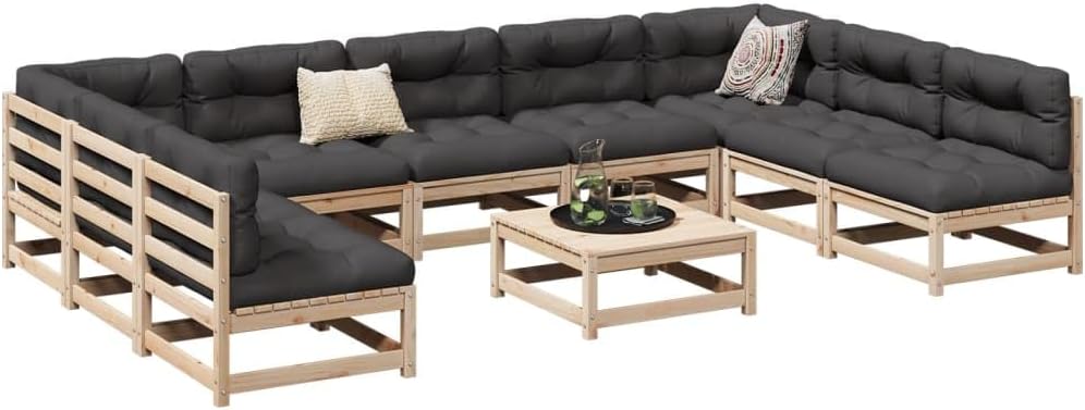 Patio Sofa Set Anthracite Solid Pine Wood Large Modular, Outdoor Furniture Sets, 3299596