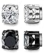LOYALLOOK Stainless Steel Magnetic Stud Earrings for Men Women Unisex Cubic Zirconia Inlaid 5-10MM 2 Pairs 5mm White and Black