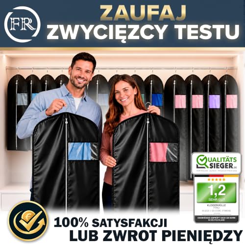 FiRiO 3x Pokrowce na Ubrania z Zamkiem I PEVA Suit Bag I Ochrona Garderoby