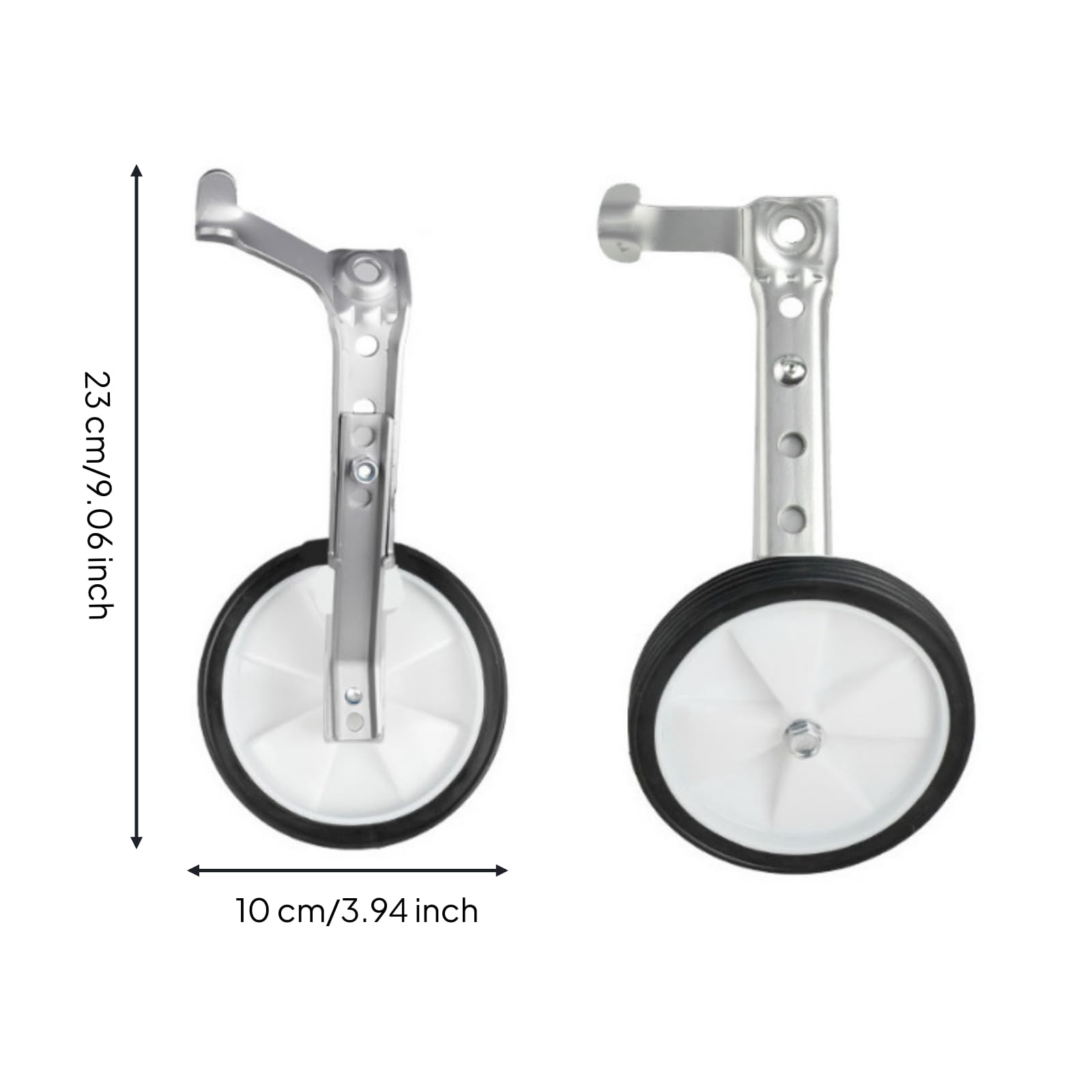 Ruedas de Entrenamiento para Bicicleta Estabilizadores Soportes Reforzados Kit Ajustable Estructura Sólida Que Mejora Pedalear Apto para 16, Plata
