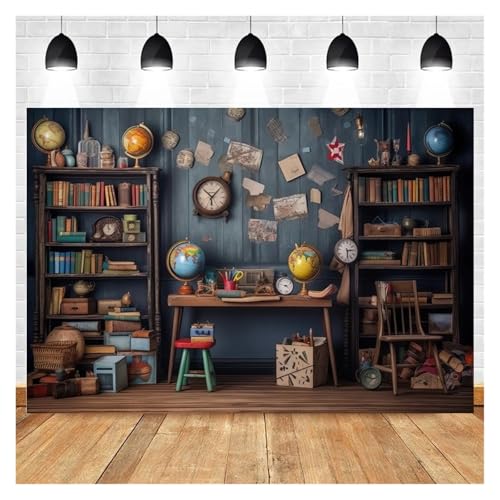 Fondo De Foto De Pantalla Fondo de fotografía de regreso a la escuela for niños, pizarra negra, lápiz, fondo de graduación for estudio fotográfico, sesión fotográfica Para Tv Reuniones(NWH23210,Vinyl