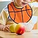 Triple Layer Waterproof Baby Boy Sports Bibs,Cotton Front,Plastic Liner,Polyester Fleece Back,Highly Absorbent Drooling Burp Cloths with Snap for 6-36 Months Boys Girls for Baby Shower( Basketball)