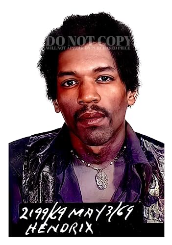 Poster Jimi Hendrix Mugshot photo arrestation Toronto 1969 cadre mural 29x41