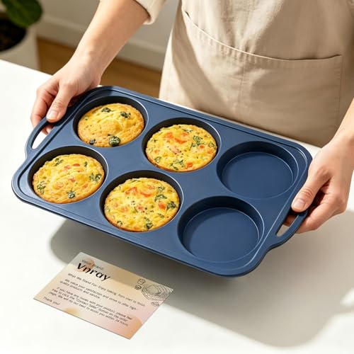 4 Inch Jumbo Silicone Muffin Top Pan with Frame Non Stick Egg Mold Baking
