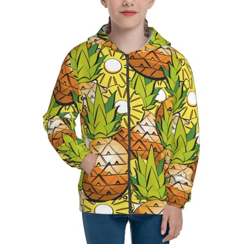Tropical Summer Fruit Kids Pullover Hoodies Boys Zip Up Sweatshirts Girls Athletic Clothes with Pocket3