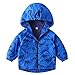 JiAmy Bambino Giacca a Vento con Cappuccio Cappotti in Pile Giacche della Tuta Sportiva Ragazze dei Ragazzi Autunno Caldo Primavera Abbigliamento Blu 5-6 Anni