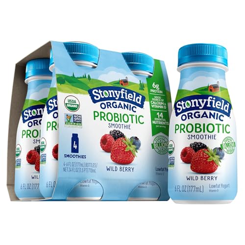 Stonyfield Organic, Low Fat Wild Berry Smoothie, 6 Fl Oz Bottles, 4Ct